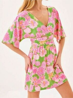 Lilly Pulitzer Parigi pink/green romper, size L